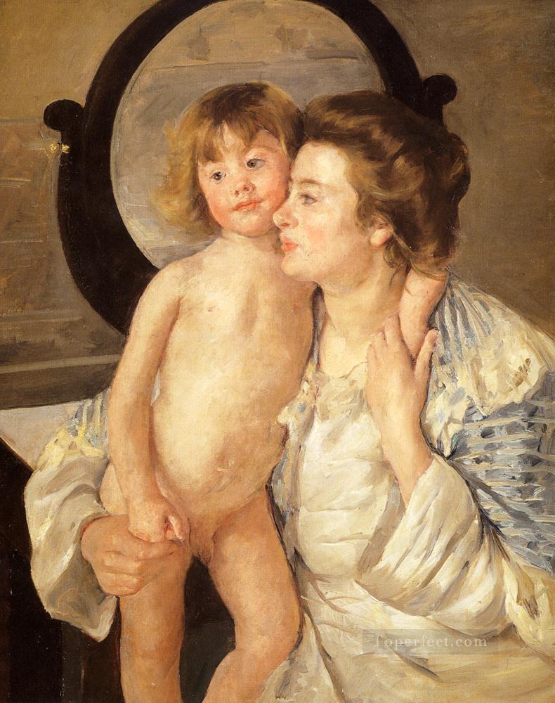 Mother And Child The Oval Mirror mothers children Mary Cassatt Oil Paintings